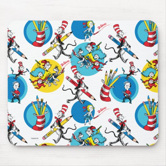Tapis De Souris Dr Seuss | Caractères avec Motif de crayons (Devant)