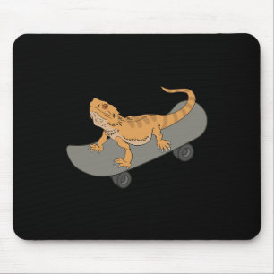 Tapis De Souris Dragon Barbu Drôle Sur Skateboard Lézard De Compag