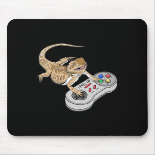 Tapis De Souris Dragon barbu jouant à un jeu vidéo Reptiles Pagona