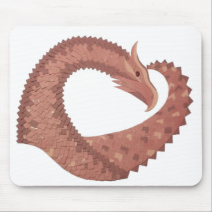 Tapis De Souris Dragon cardiaque Brown en blanc