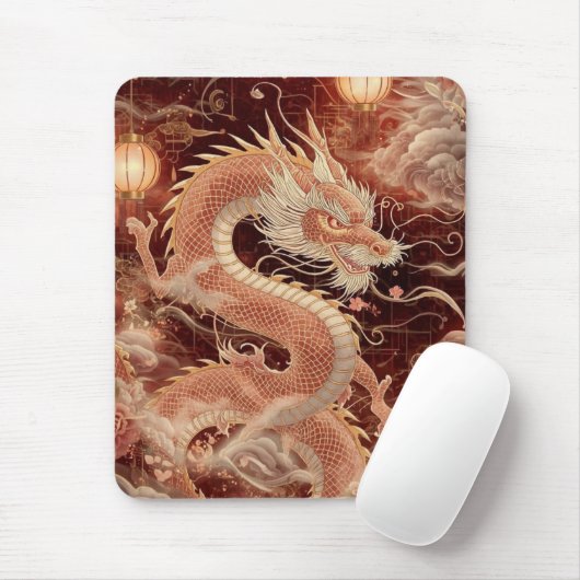 Tapis De Souris Dragon chinois majestueux (Avec souris)