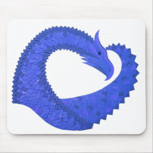 Tapis De Souris Dragon cœur bleu sur fond blanc