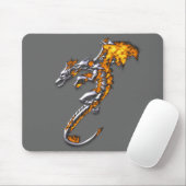 Tapis De Souris Dragon de chrome avec des flammes (Avec souris)