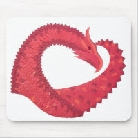 Dragon de coeur rouge en blanc