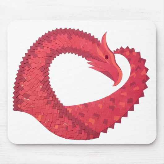 Tapis De Souris Dragon de coeur rouge en blanc (Devant)