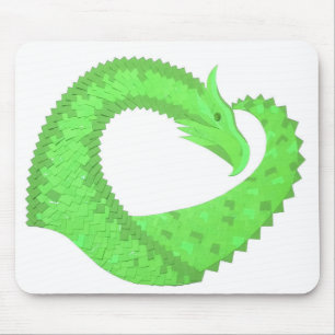 Tapis De Souris Dragon de coeur vert citron blanc