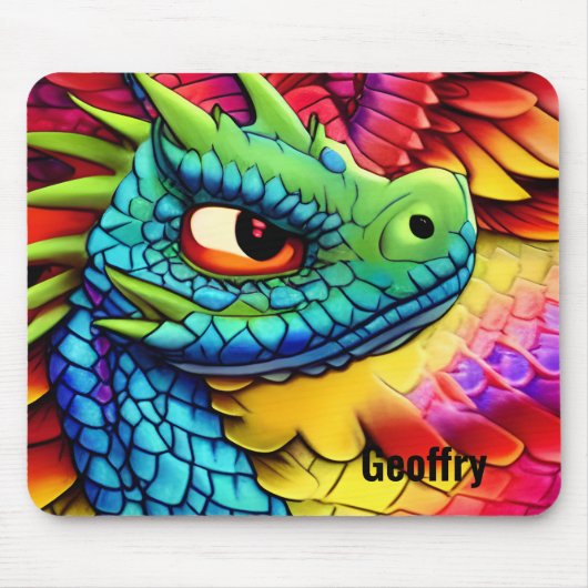 Tapis De Souris Dragon de dessin coloré (Devant)