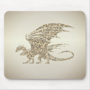 Tapis De Souris Dragon de mosaïque Extraordinaire Golden