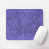 Tapis De Souris Dragon de relief sur la texture en cuir bleue (Avec souris)