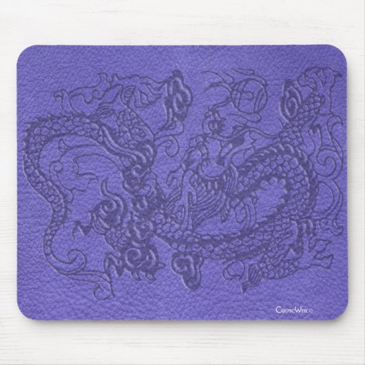 Tapis De Souris Dragon de relief sur la texture en cuir bleue (Devant)