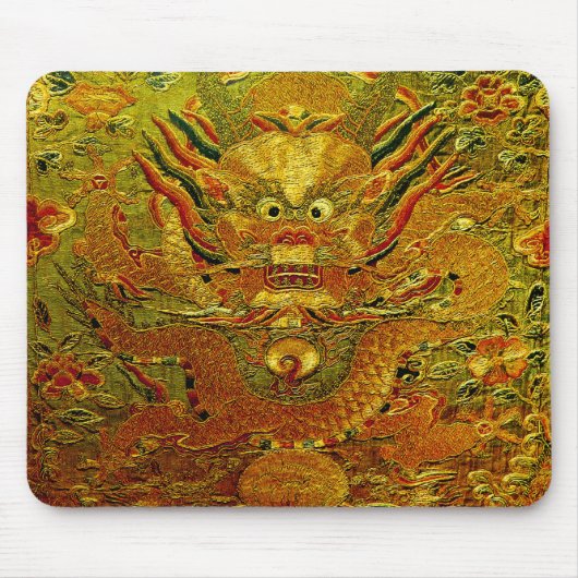 Tapis De Souris Dragon d'or Broderie chinoise dynastie Ming (Devant)