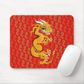 Tapis De Souris Dragon d'or en rouge (Avec souris)