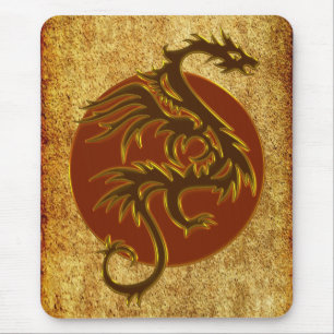 Tapis De Souris Dragon Doré Soleil style antique