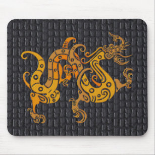 Tapis De Souris Dragon en cuir d'or de Mousepad (25-006)