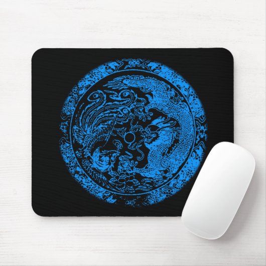 Tapis De Souris Dragon et Phoenix Mousepad (Avec souris)