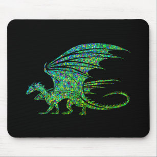 Tapis De Souris Dragon Extraordinaire en mosaïque verte