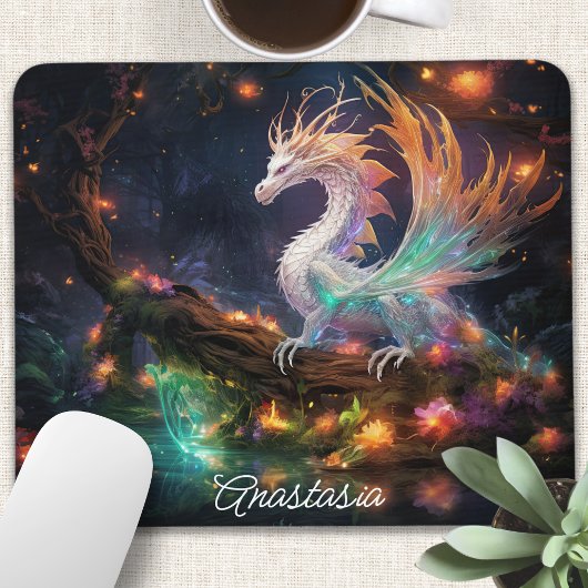 Tapis De Souris Dragon forestier enchanté Personnalisé