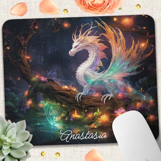 Tapis De Souris Dragon forestier enchanté Personnalisé