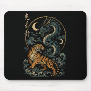 Tapis De Souris Dragon Japonais De Tigre Yin Et Yang Mythique Pâqu