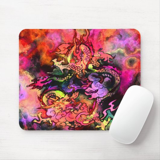 Tapis De Souris Dragon Mousepad #2 d'aquarelle (Avec souris)