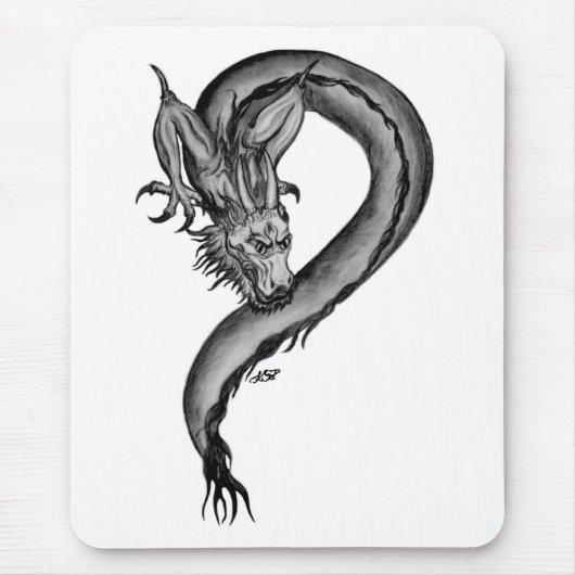 Tapis De Souris Dragon noir et blanc (Devant)