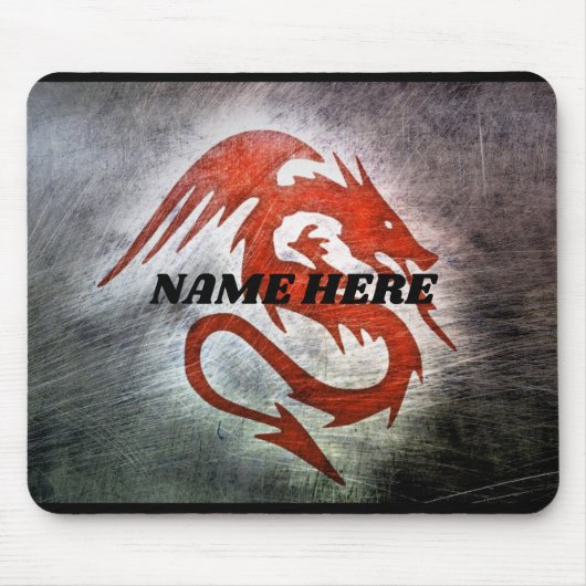 Tapis De Souris Dragon rouge avec nom (Devant)