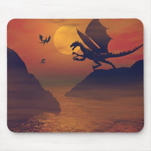 Tapis De Souris Dragon Sunset Mousepad (Devant)