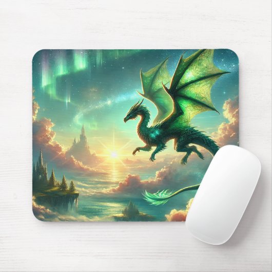 Tapis De Souris Dragon vert (Avec souris)