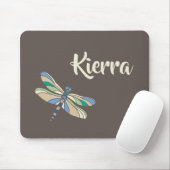 Tapis De Souris Dragonfly élégant en Brown et bleu avec nom (Avec souris)