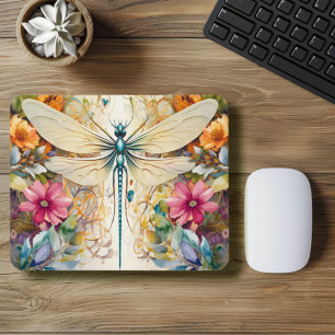 Tapis De Souris Dragonfly Et Fleurs sauvages