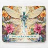Tapis De Souris Dragonfly Et Fleurs sauvages De Nom (Devant)