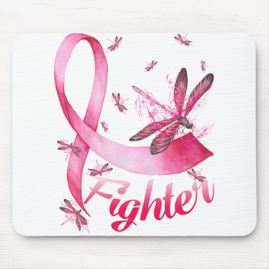Tapis De Souris Dragonfly rose Ribbon Cancer du sein (Devant)