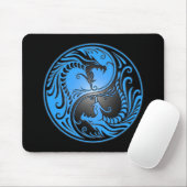 Tapis De Souris Dragons, bleu et noir de Yin Yang (Avec souris)