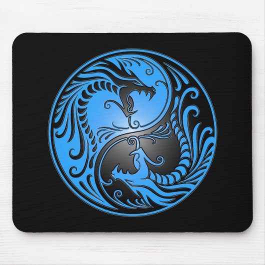 Tapis De Souris Dragons, bleu et noir de Yin Yang (Devant)