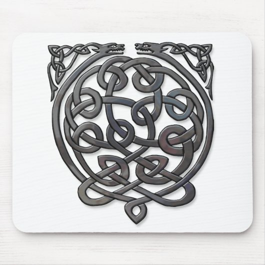 Tapis De Souris Dragons de noeud celtique - Chrome noir (Devant)
