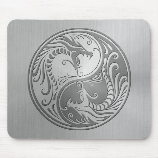 Tapis De Souris Dragons de Yin Yang d'acier inoxydable (Devant)
