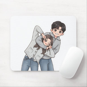 Tapis De Souris Drame romantique coréen geste du cœur d'un couple 