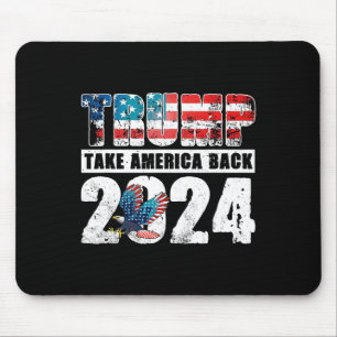 Tapis De Souris Drapeau 2024 Reprendre l'Amérique 4 juillet Trump