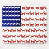 Drapeau 4 juillet chat rouge blanc et bleu