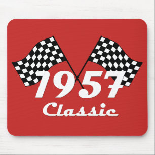 Tapis De Souris Drapeau à damier noir et blanc classique Rétro 195