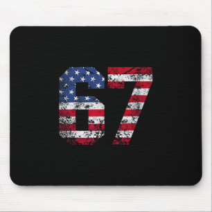 Tapis De Souris Drapeau américain 67 Mème Drôle Six Sept Gen Alpha