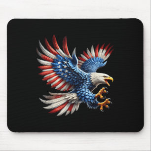 Tapis De Souris Drapeau Américain Aigle Bald 4 Juillet Usa Patriot