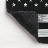 Tapis De Souris Drapeau américain Bois rustique Noir Blanc Patriot (Coin)