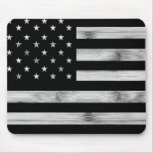 Tapis De Souris Drapeau américain Bois rustique Noir Blanc Patriot (Devant)