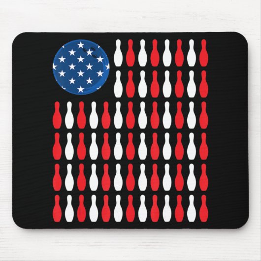 Tapis De Souris Drapeau américain - Bowler et Bowling patriotique (Devant)