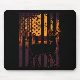 Tapis De Souris Drapeau américain Chasse aux cerfs Cadre Soleil Dr