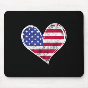 Tapis De Souris Drapeau américain Coeur Forces armées patriotiques