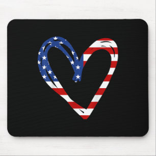 Tapis De Souris Drapeau américain Coeur Forces armées patriotiques