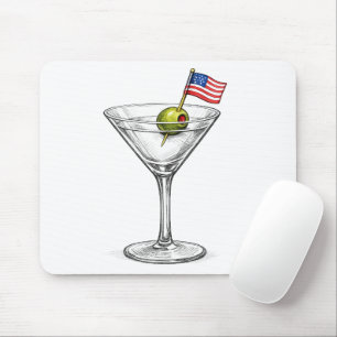Tapis De Souris Drapeau américain dans un Martini