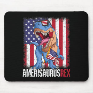 Tapis De Souris Drapeau Américain De Juillet Usa Dino Amerisaurus